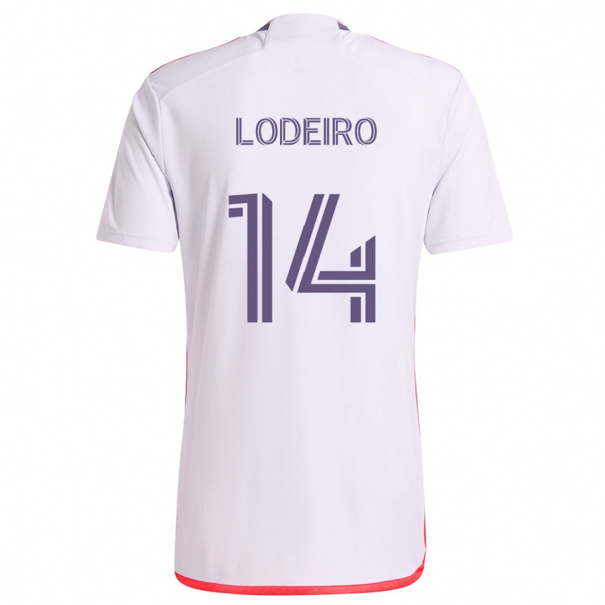 Niño Fútbol Camiseta Nicolás Lodeiro #14 Blanco Rojo Púrpura 2ª Equipación 2024/25 Argentina