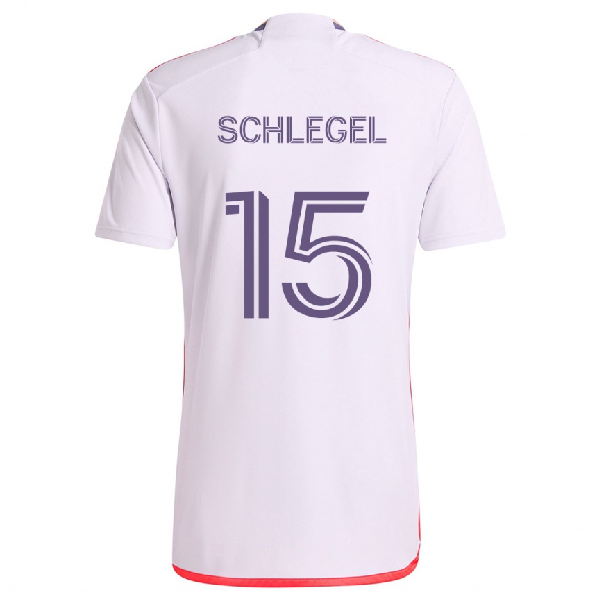 Niño Fútbol Camiseta Rodrigo Schlegel #15 Blanco Rojo Púrpura 2ª Equipación 2024/25 Argentina