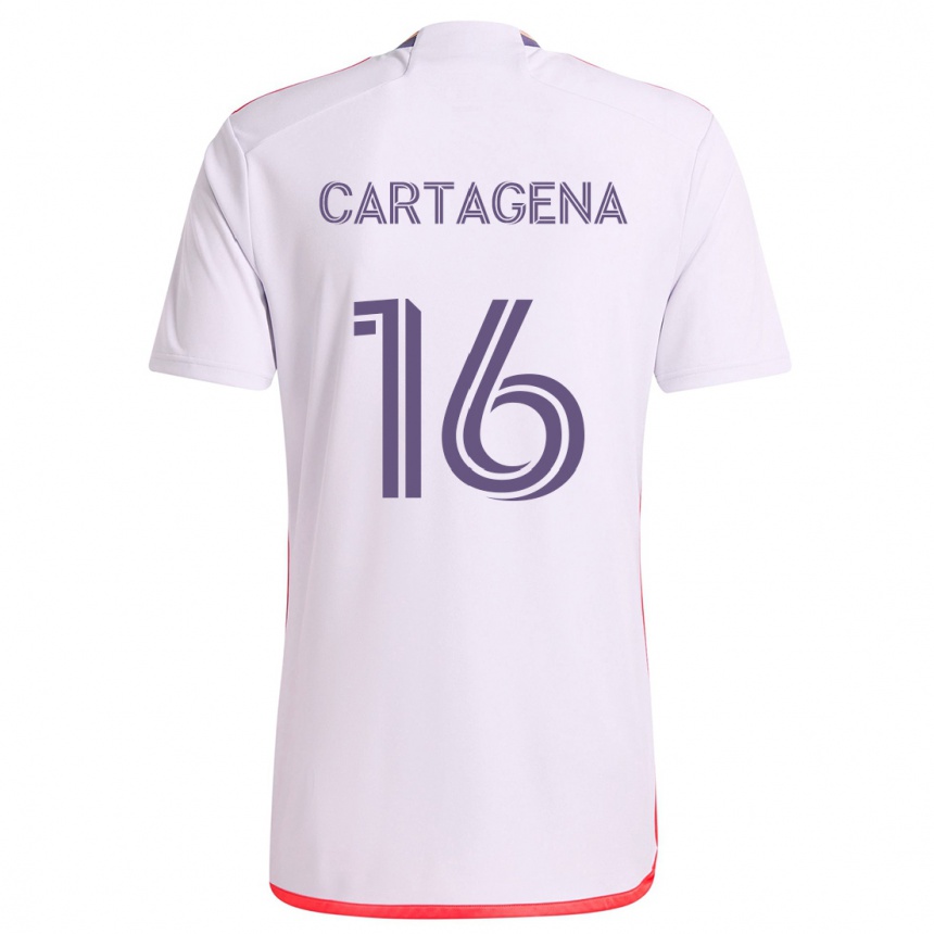 Niño Fútbol Camiseta Wilder Cartagena #16 Blanco Rojo Púrpura 2ª Equipación 2024/25 Argentina