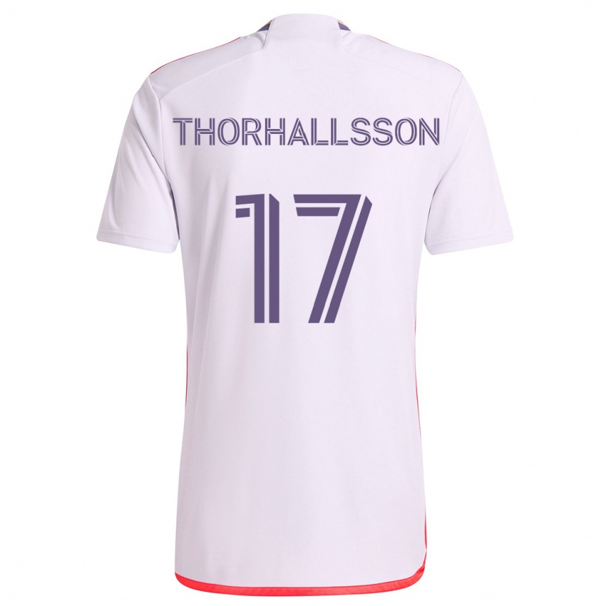 Niño Fútbol Camiseta Dagur Dan Thórhallsson #17 Blanco Rojo Púrpura 2ª Equipación 2024/25 Argentina