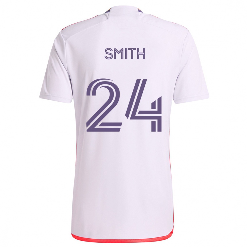 Niño Fútbol Camiseta Kyle Smith #24 Blanco Rojo Púrpura 2ª Equipación 2024/25 Argentina