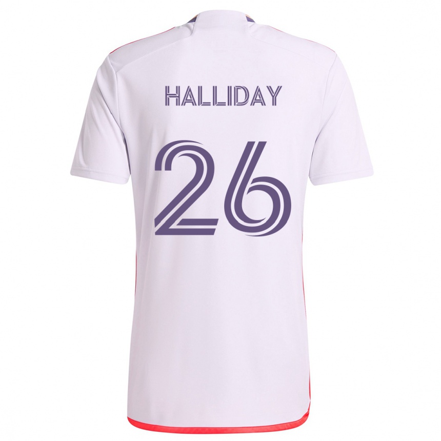 Niño Fútbol Camiseta Michael Halliday #26 Blanco Rojo Púrpura 2ª Equipación 2024/25 Argentina