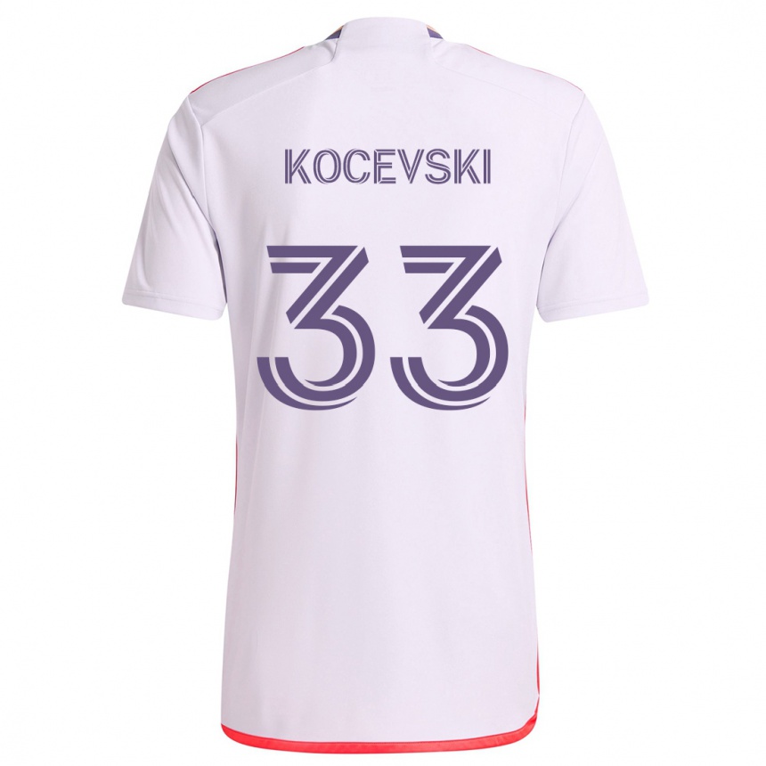 Niño Fútbol Camiseta Jeorgio Kocevski #33 Blanco Rojo Púrpura 2ª Equipación 2024/25 Argentina