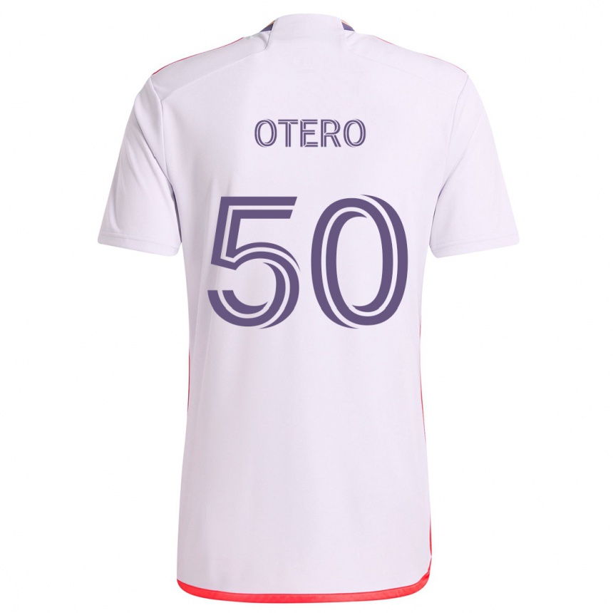 Niño Fútbol Camiseta Javier Otero #50 Blanco Rojo Púrpura 2ª Equipación 2024/25 Argentina