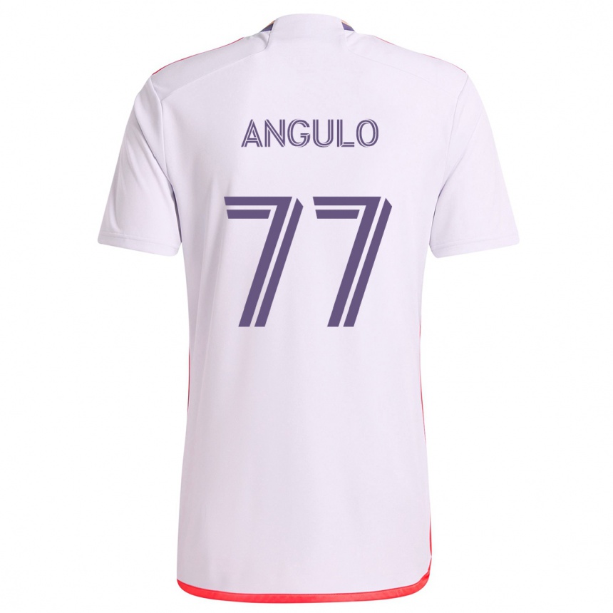 Niño Fútbol Camiseta Iván Angulo #77 Blanco Rojo Púrpura 2ª Equipación 2024/25 Argentina