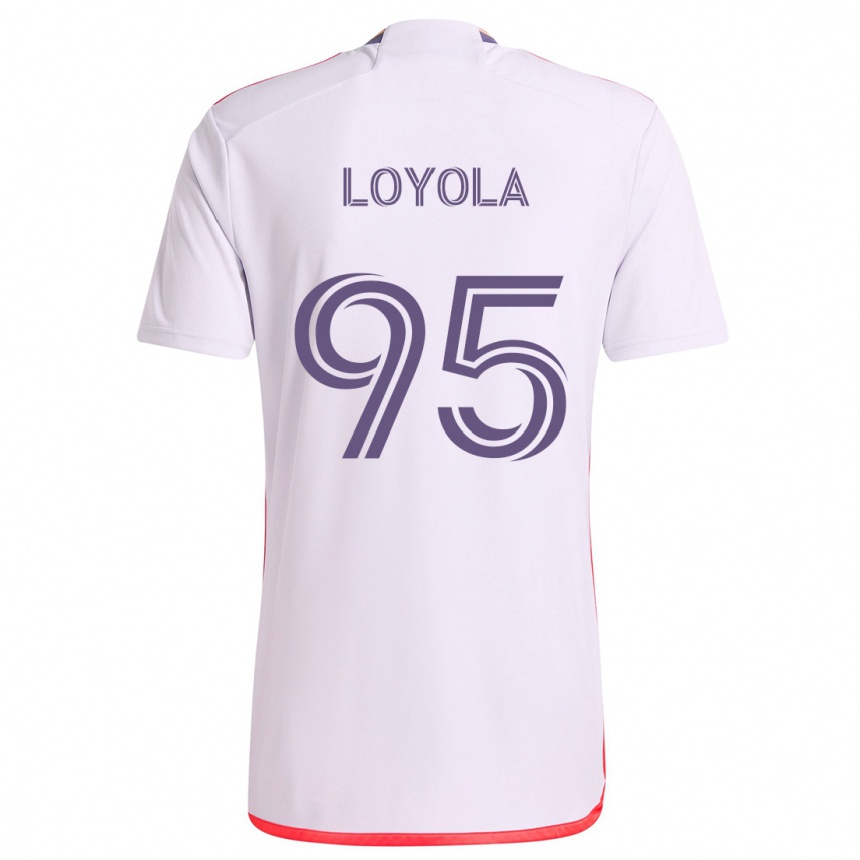 Niño Fútbol Camiseta Favian Loyola #95 Blanco Rojo Púrpura 2ª Equipación 2024/25 Argentina