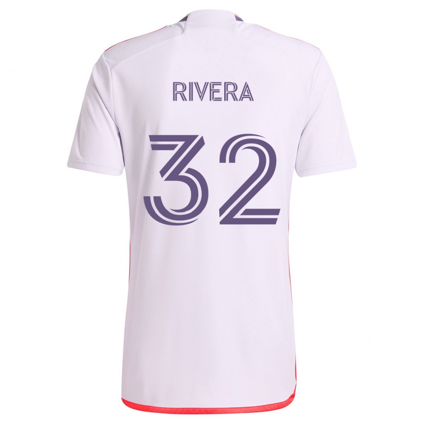 Niño Fútbol Camiseta Wilfredo Rivera #32 Blanco Rojo Púrpura 2ª Equipación 2024/25 Argentina