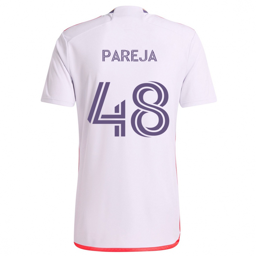 Niño Fútbol Camiseta Diego Pareja #48 Blanco Rojo Púrpura 2ª Equipación 2024/25 Argentina