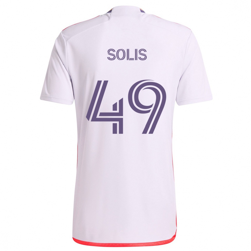 Niño Fútbol Camiseta Jhon Solís #49 Blanco Rojo Púrpura 2ª Equipación 2024/25 Argentina