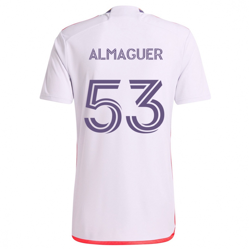 Niño Fútbol Camiseta Jorge Almaguer #53 Blanco Rojo Púrpura 2ª Equipación 2024/25 Argentina