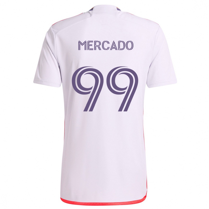 Niño Fútbol Camiseta Carlos Mercado #99 Blanco Rojo Púrpura 2ª Equipación 2024/25 Argentina