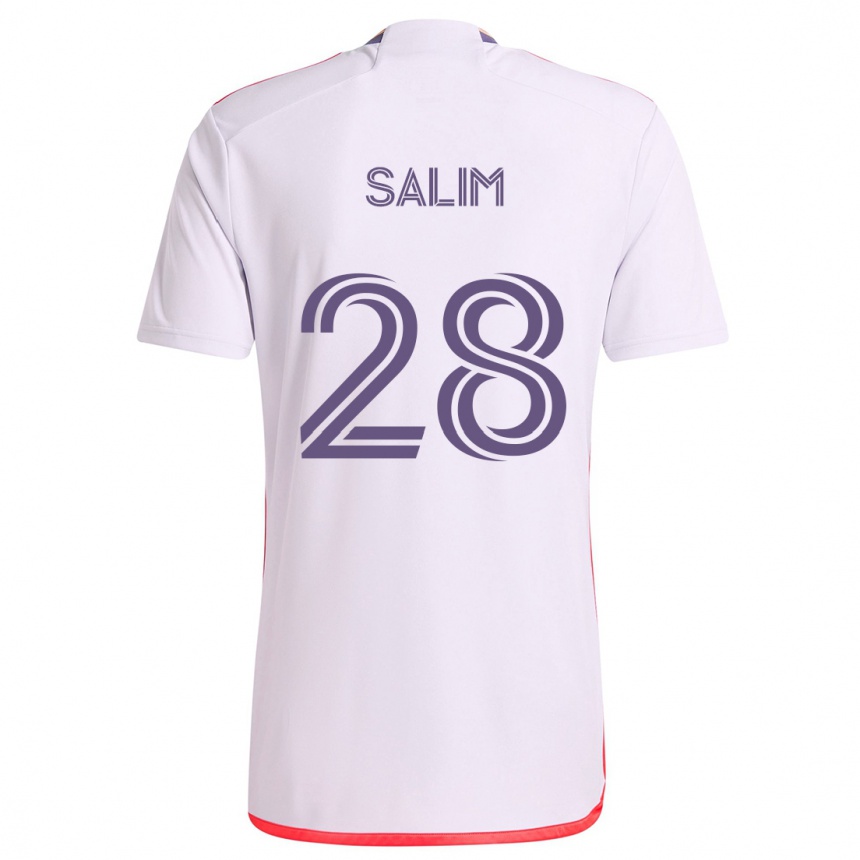 Niño Fútbol Camiseta Abdi Salim #28 Blanco Rojo Púrpura 2ª Equipación 2024/25 Argentina