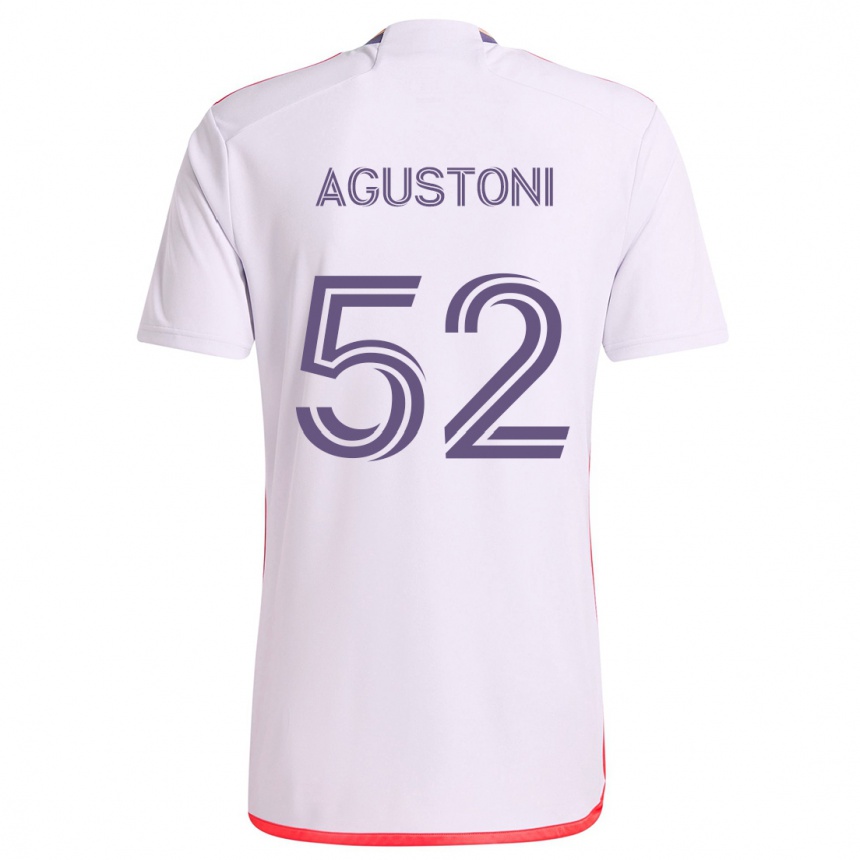 Niño Fútbol Camiseta Gonzalo Agustoni #52 Blanco Rojo Púrpura 2ª Equipación 2024/25 Argentina