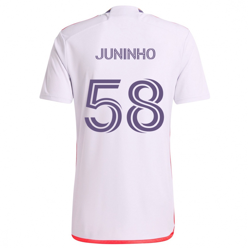 Niño Fútbol Camiseta Juninho #58 Blanco Rojo Púrpura 2ª Equipación 2024/25 Argentina