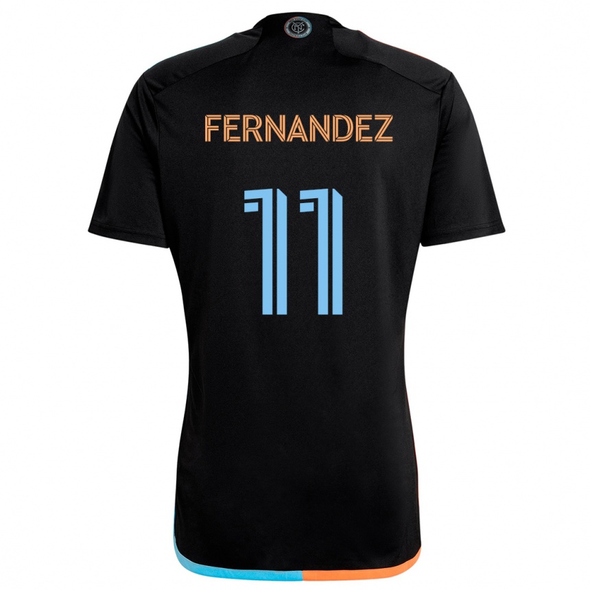 Niño Fútbol Camiseta Julián Fernández #11 Negro Naranja Azul 2ª Equipación 2024/25 Argentina