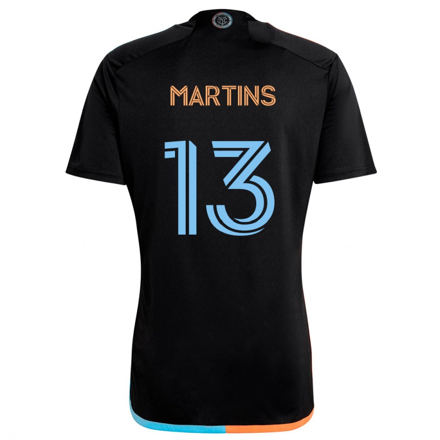 Niño Fútbol Camiseta Thiago Martins #13 Negro Naranja Azul 2ª Equipación 2024/25 Argentina