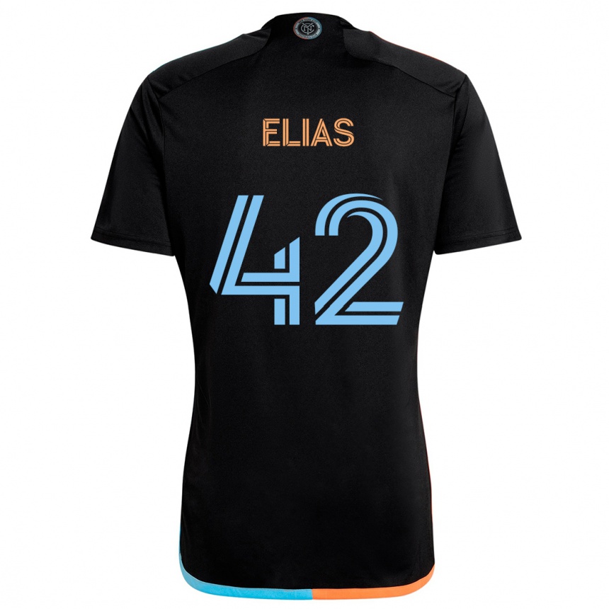 Niño Fútbol Camiseta Piero Elias #42 Negro Naranja Azul 2ª Equipación 2024/25 Argentina