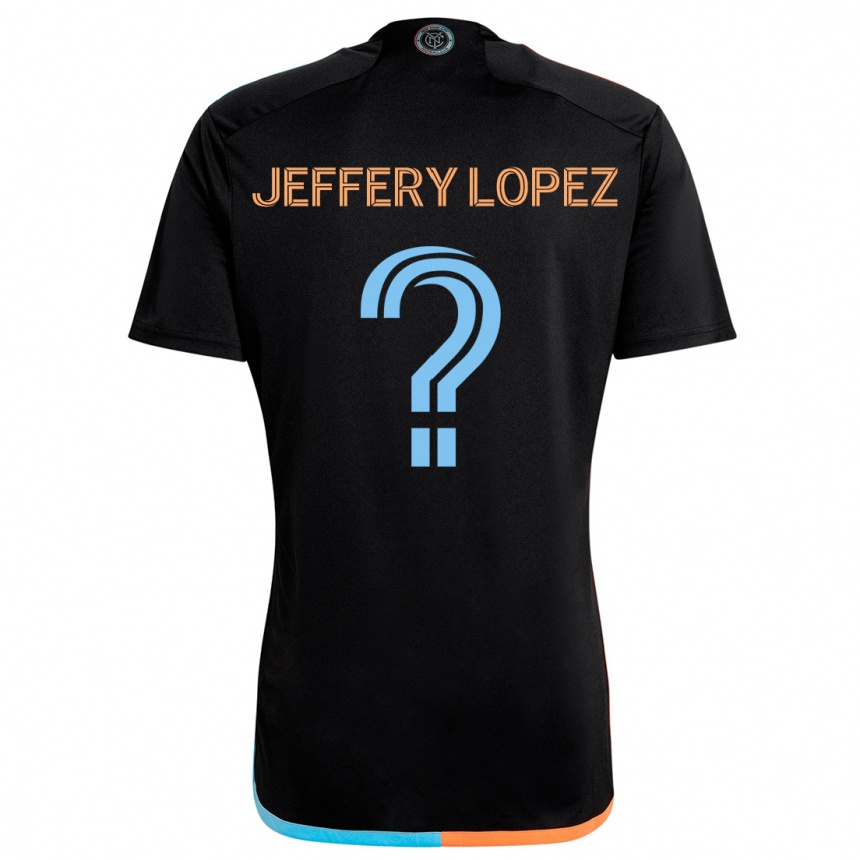 Niño Fútbol Camiseta Jeffery López #0 Negro Naranja Azul 2ª Equipación 2024/25 Argentina