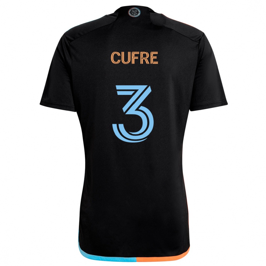 Niño Fútbol Camiseta Braian Cufré #3 Negro Naranja Azul 2ª Equipación 2024/25 Argentina