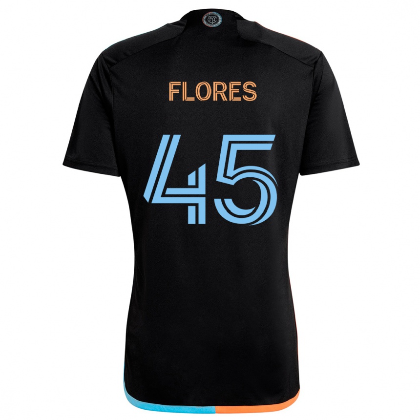 Niño Fútbol Camiseta Brian Flores #45 Negro Naranja Azul 2ª Equipación 2024/25 Argentina