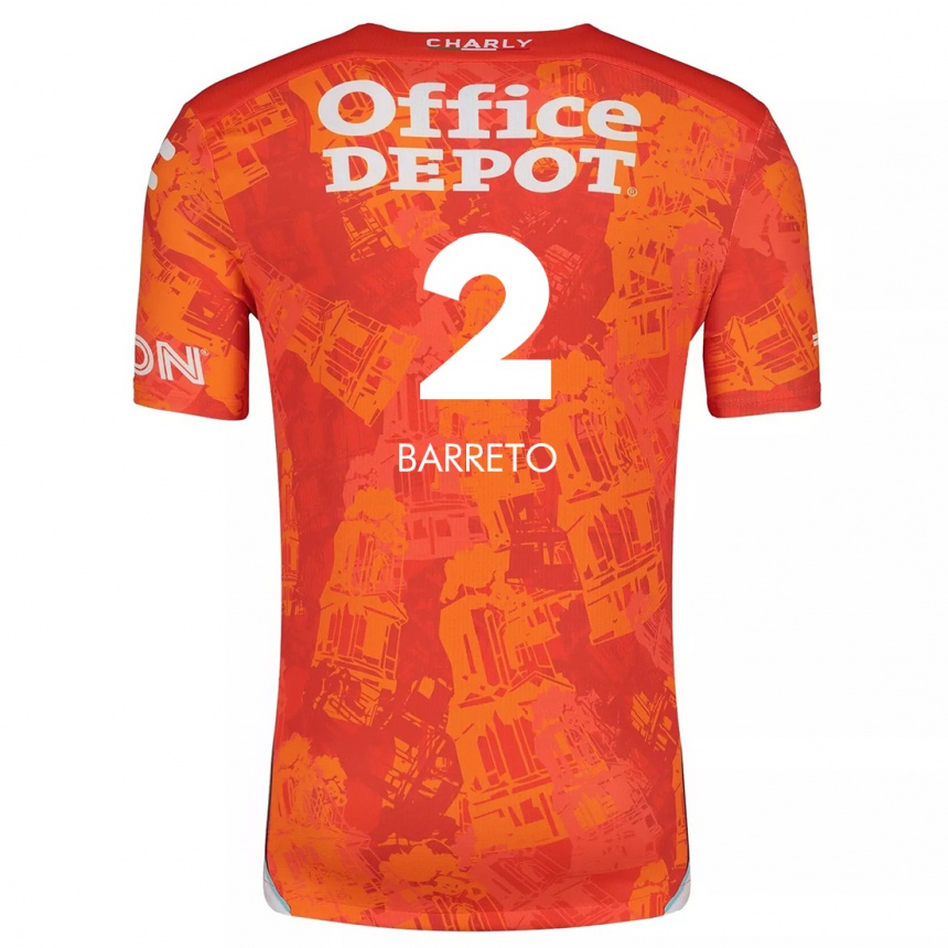 Niño Fútbol Camiseta Sergio Barreto #2 Naranja Blanco 2ª Equipación 2024/25 Argentina