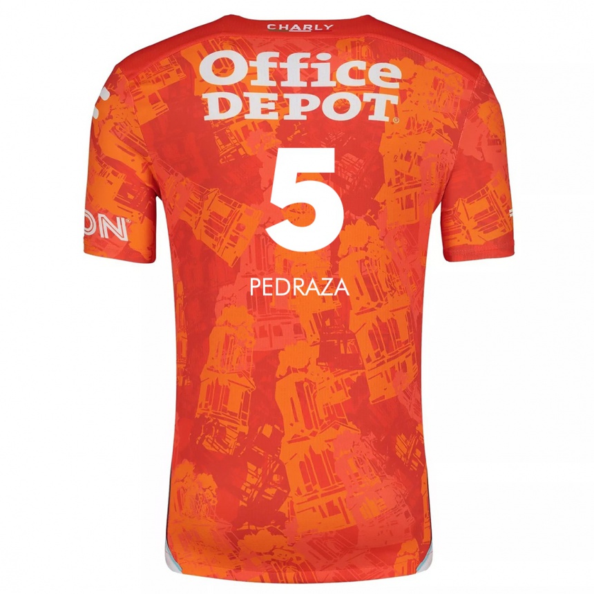 Niño Fútbol Camiseta Pedro Pedraza #5 Naranja Blanco 2ª Equipación 2024/25 Argentina