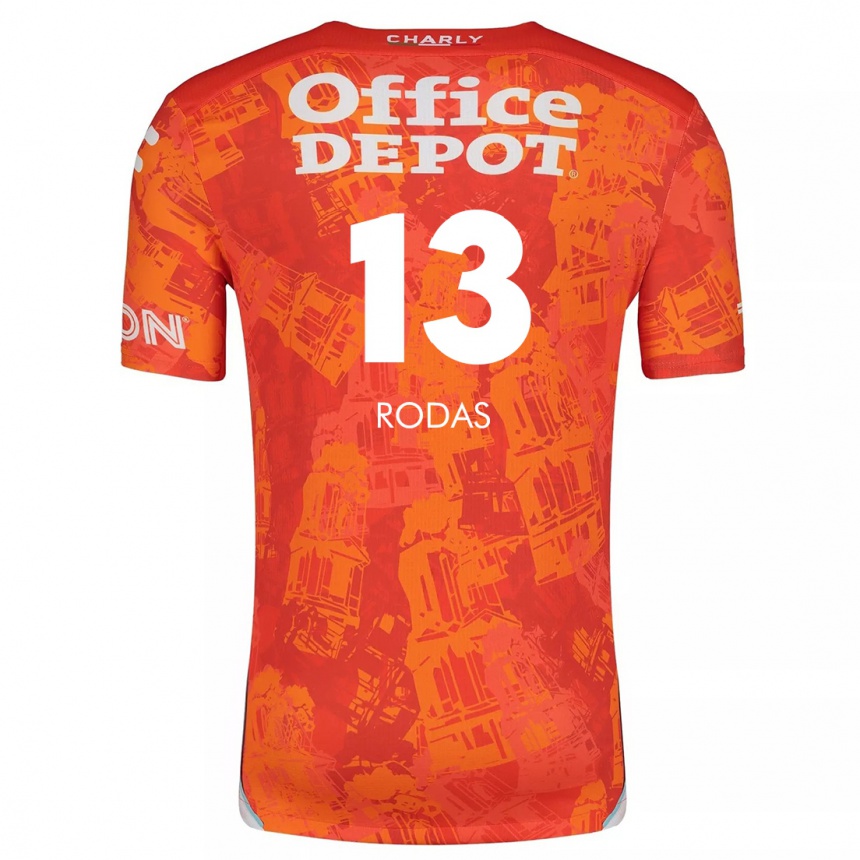 Niño Fútbol Camiseta Carlos Rodas #13 Naranja Blanco 2ª Equipación 2024/25 Argentina