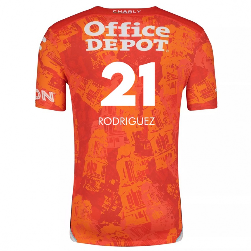 Niño Fútbol Camiseta Valentín Rodríguez #21 Naranja Blanco 2ª Equipación 2024/25 Argentina