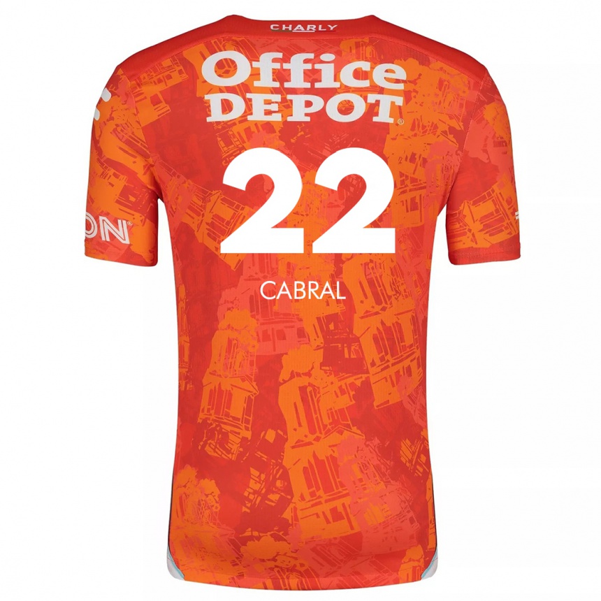 Niño Fútbol Camiseta Gustavo Cabral #22 Naranja Blanco 2ª Equipación 2024/25 Argentina