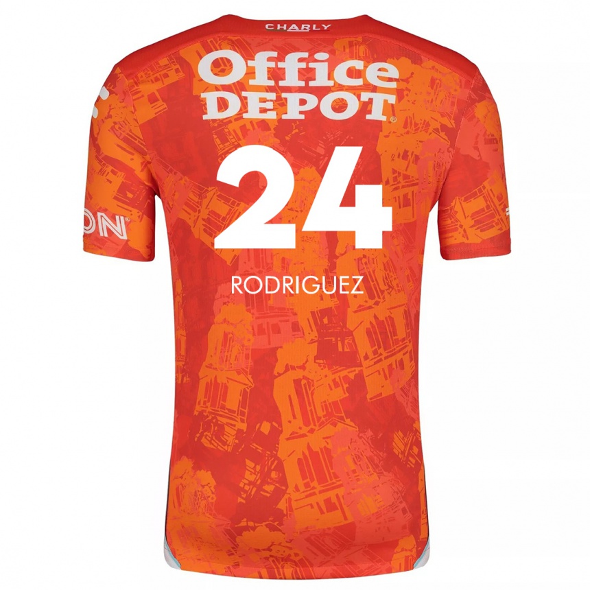 Niño Fútbol Camiseta Luis Rodriguez #24 Naranja Blanco 2ª Equipación 2024/25 Argentina