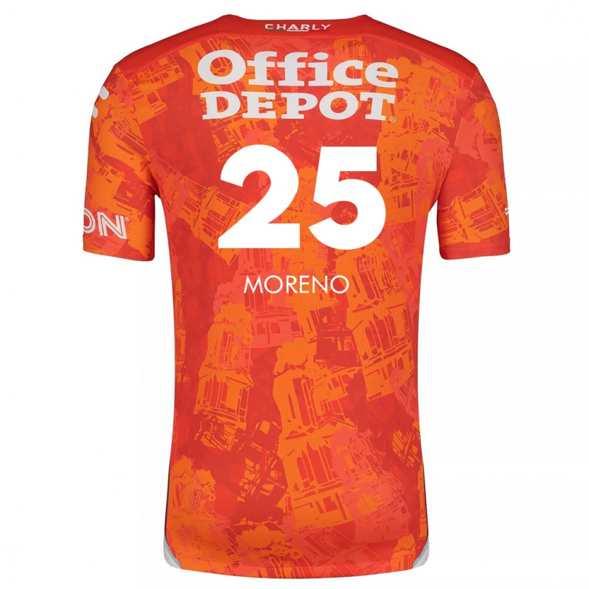 Niño Fútbol Camiseta Carlos Moreno #25 Naranja Blanco 2ª Equipación 2024/25 Argentina