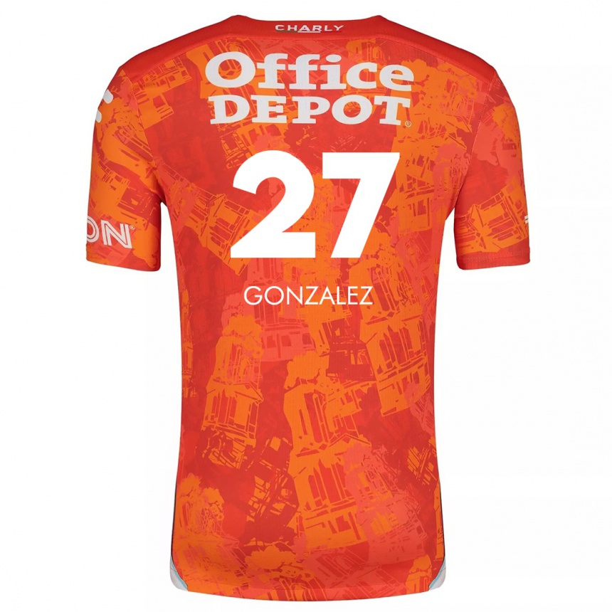 Niño Fútbol Camiseta Owen González #27 Naranja Blanco 2ª Equipación 2024/25 Argentina