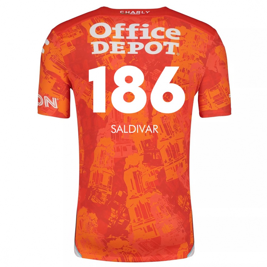 Niño Fútbol Camiseta José Saldívar #186 Naranja Blanco 2ª Equipación 2024/25 Argentina