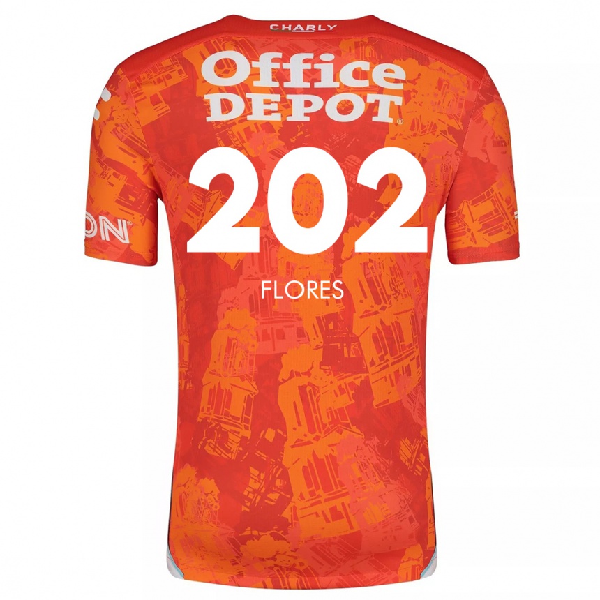 Niño Fútbol Camiseta Luis Flores #202 Naranja Blanco 2ª Equipación 2024/25 Argentina