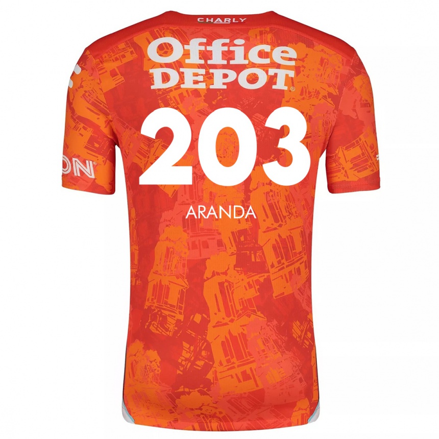 Niño Fútbol Camiseta Juan Aranda #203 Naranja Blanco 2ª Equipación 2024/25 Argentina