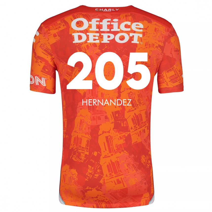 Niño Fútbol Camiseta Sergio Hernández #205 Naranja Blanco 2ª Equipación 2024/25 Argentina