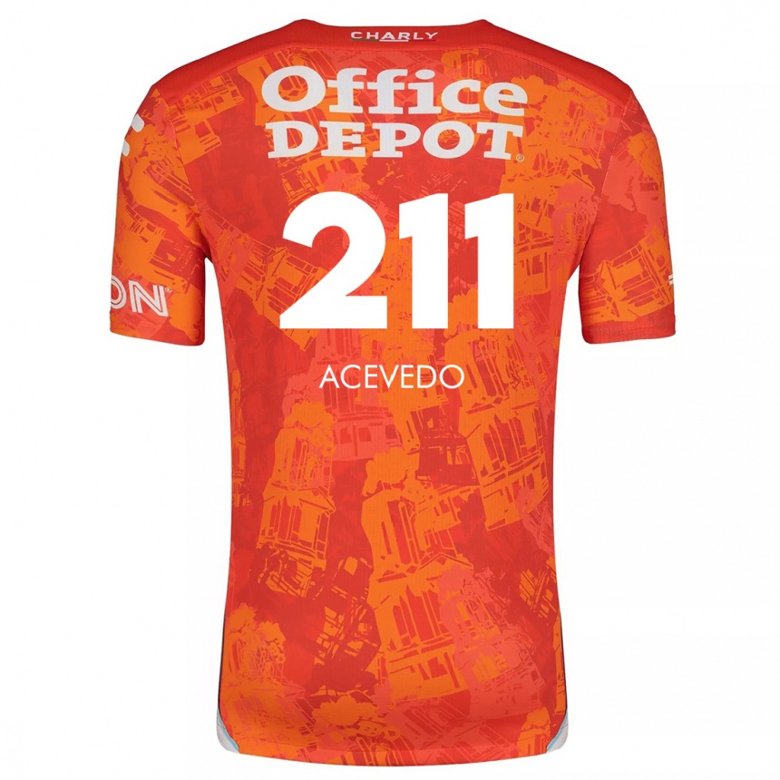 Niño Fútbol Camiseta Gerardo Acevedo #211 Naranja Blanco 2ª Equipación 2024/25 Argentina