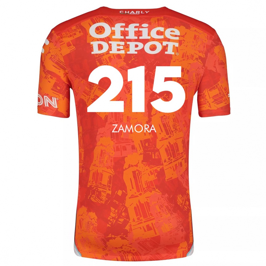 Niño Fútbol Camiseta Yahir Zamora #215 Naranja Blanco 2ª Equipación 2024/25 Argentina