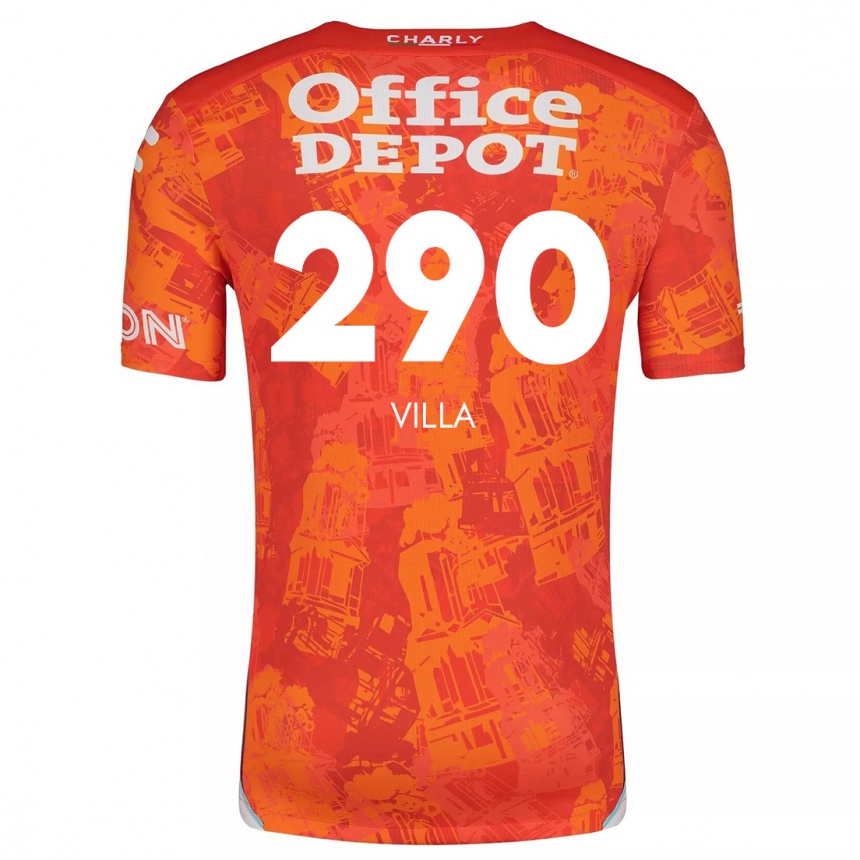 Niño Fútbol Camiseta Adrián Villa #290 Naranja Blanco 2ª Equipación 2024/25 Argentina