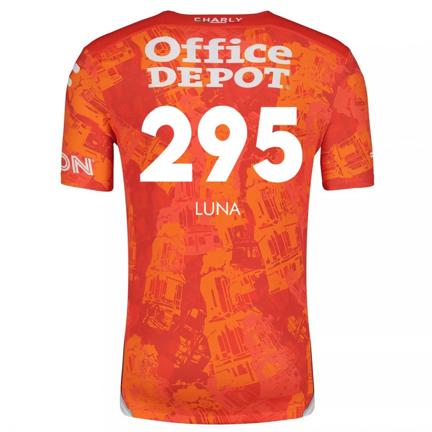 Niño Fútbol Camiseta Irving Luna #295 Naranja Blanco 2ª Equipación 2024/25 Argentina