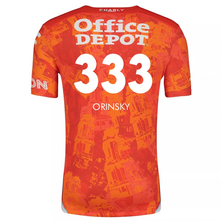 Niño Fútbol Camiseta Edson Orinsky #333 Naranja Blanco 2ª Equipación 2024/25 Argentina