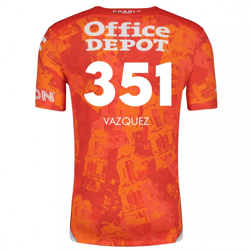 Niño Fútbol Camiseta Maximo Vázquez #351 Naranja Blanco 2ª Equipación 2024/25 Argentina