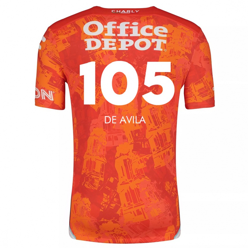 Niño Fútbol Camiseta José De Ávila #105 Naranja Blanco 2ª Equipación 2024/25 Argentina