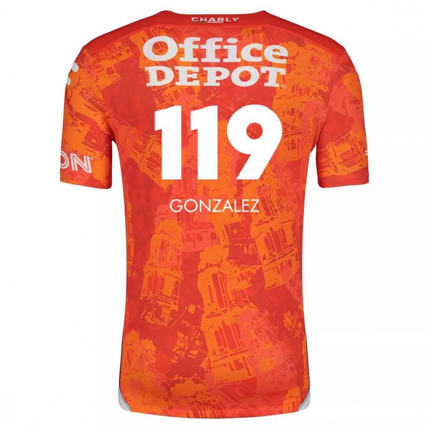 Niño Fútbol Camiseta Juan González #119 Naranja Blanco 2ª Equipación 2024/25 Argentina