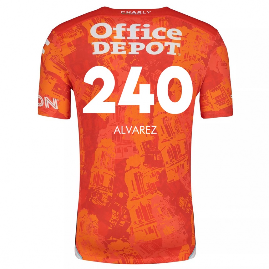 Niño Fútbol Camiseta Gael Álvarez #240 Naranja Blanco 2ª Equipación 2024/25 Argentina