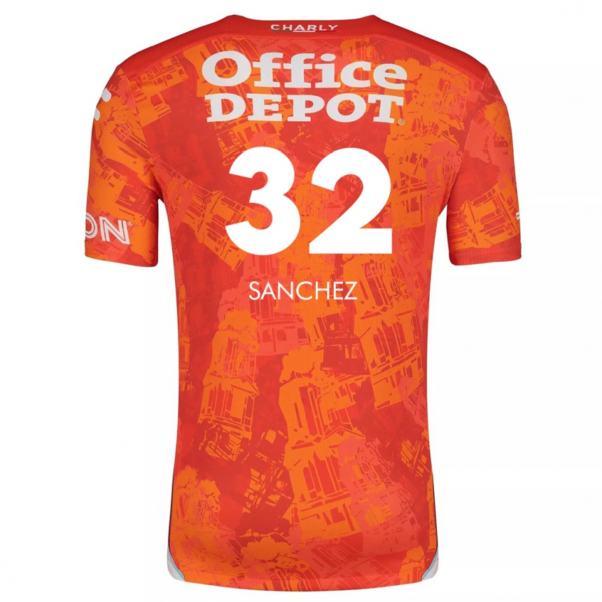 Niño Fútbol Camiseta Luis Sánchez #32 Naranja Blanco 2ª Equipación 2024/25 Argentina