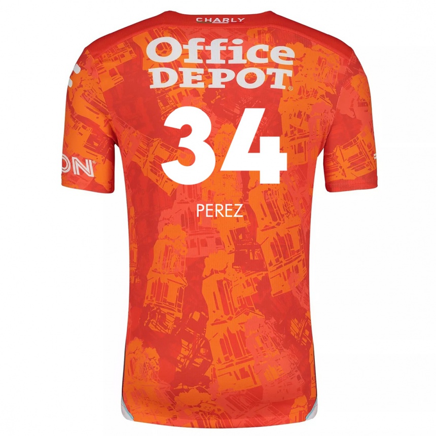 Niño Fútbol Camiseta Julio Pérez #34 Naranja Blanco 2ª Equipación 2024/25 Argentina