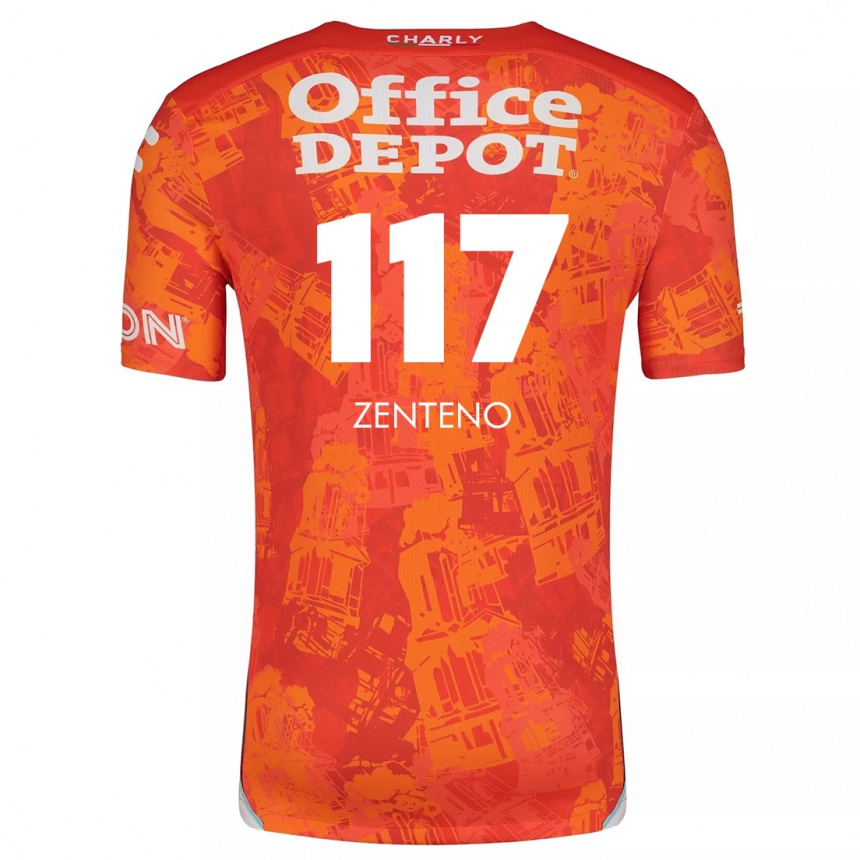 Niño Fútbol Camiseta Gustavo Zenteno #117 Naranja Blanco 2ª Equipación 2024/25 Argentina