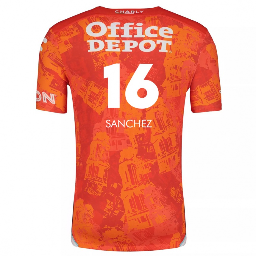 Niño Fútbol Camiseta Vanessa Sánchez #16 Naranja Blanco 2ª Equipación 2024/25 Argentina