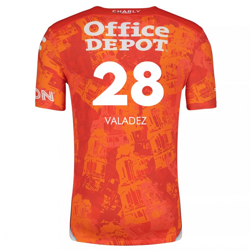 Niño Fútbol Camiseta Julia Valadez #28 Naranja Blanco 2ª Equipación 2024/25 Argentina